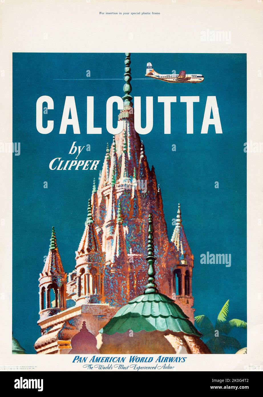 Kalkutta von Clipper (Pan American World Airways, 1951) Indisches Reiseplakat Stockfoto