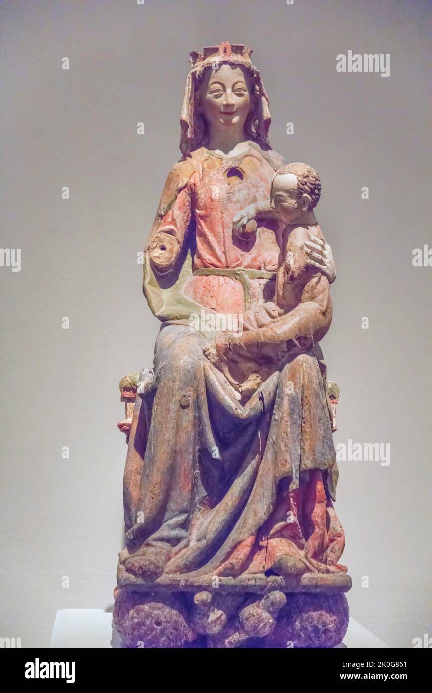 Jungfrau und Kind Deutsche Eiche mit Farbe Metropolitan Museum of Art (MET) Manhattan, NYC, USA Stockfoto