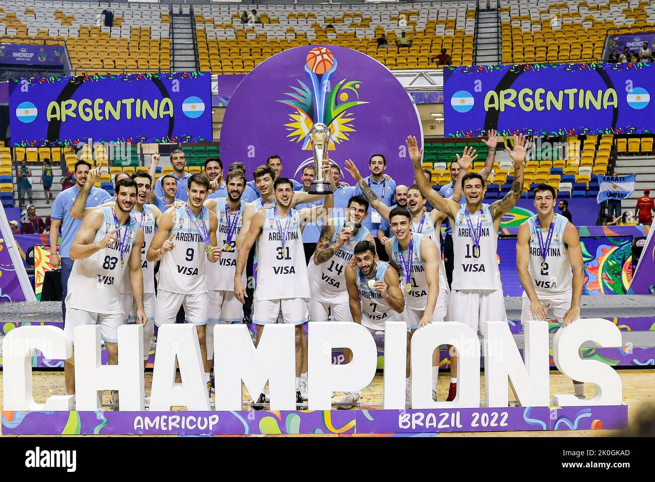 Recife, Brasilien. 11. September 2022. PE - Recife - 09/11/2022 - AMERICAP 2022 FINALE, BRASILIEN X ARGENTINIEN - Spieler aus Argentinien feiern den Americup-Titel nach einem Spiel gegen Brasilien in Geraldao für Americup 2022. Foto: Rafael Vieira/AGIF/Sipa USA Quelle: SIPA USA/Alamy Live News Stockfoto