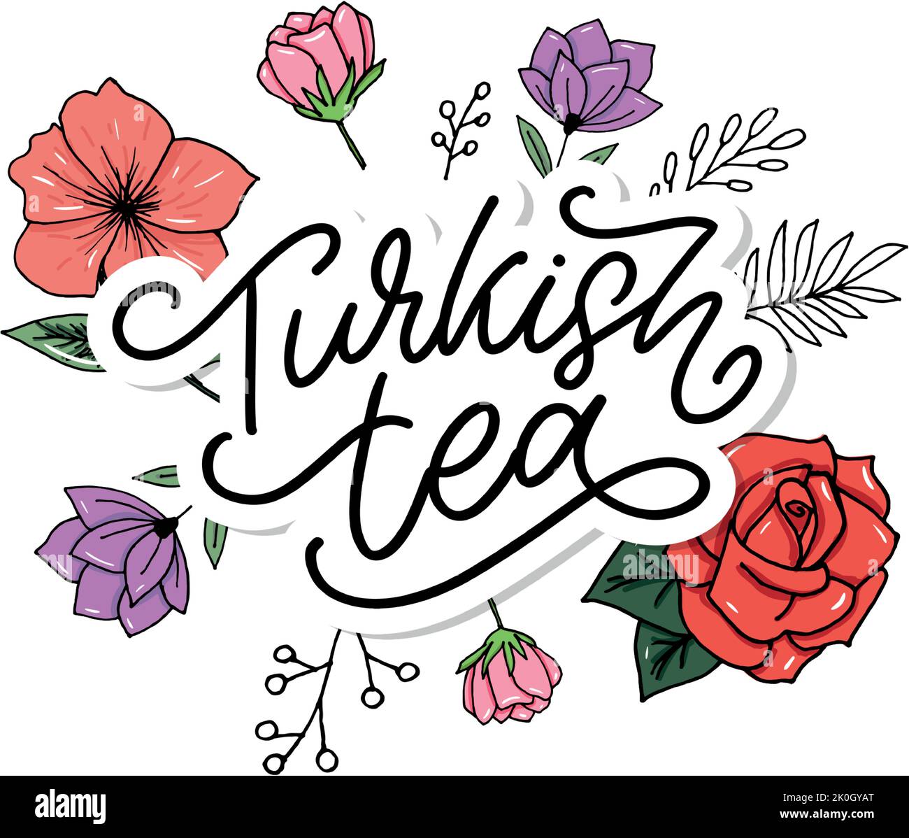 Türkische Traditionen der Teezeremonie. Teezeit. Dekorative Elemente für Ihr Design. Vektor-Illustration mit orientalischen Tasse Stock Vektor