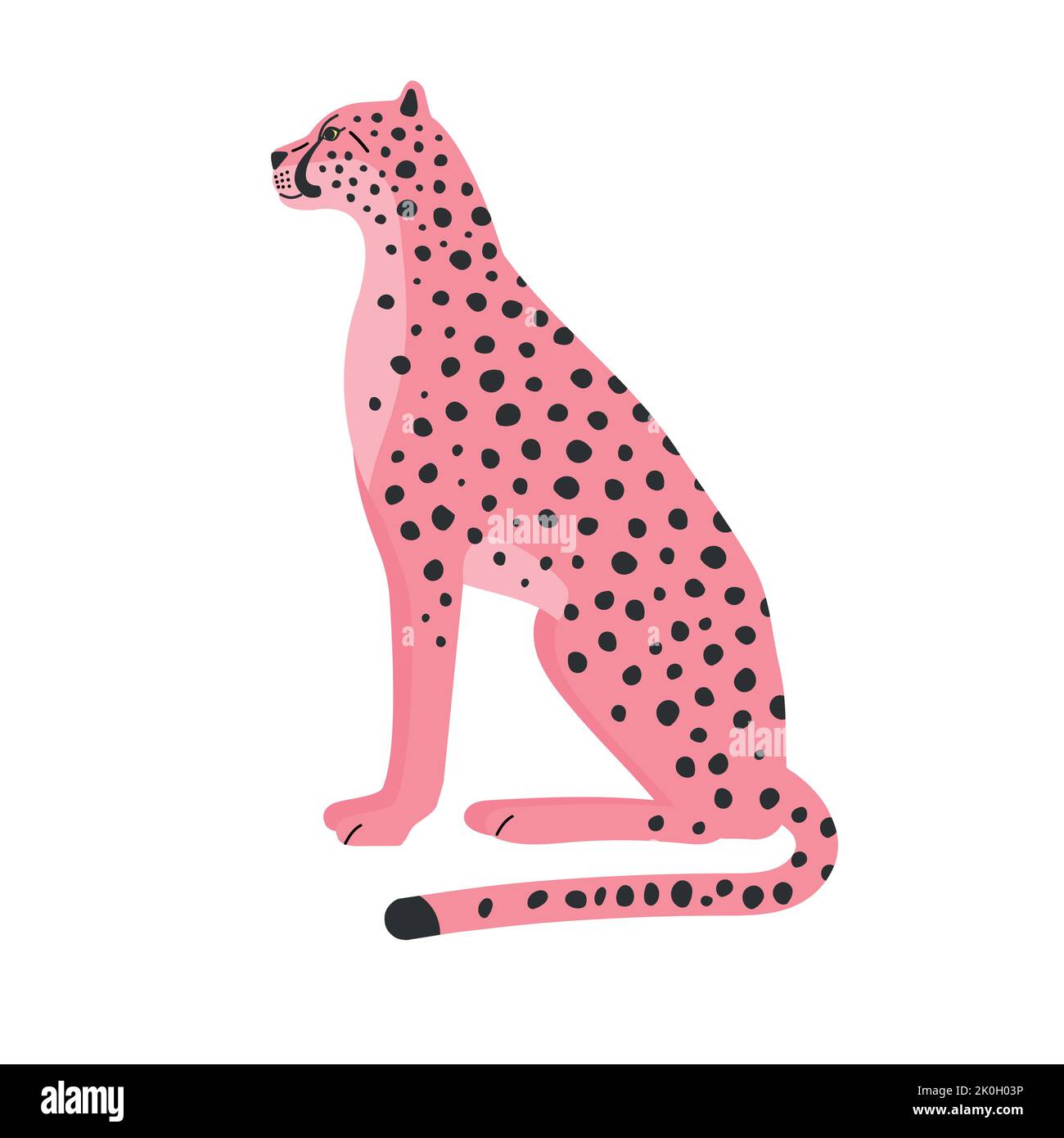 Vektor Hand gezeichnet flach rosa sitzende Gepard isoliert auf weißem Hintergrund Stock Vektor