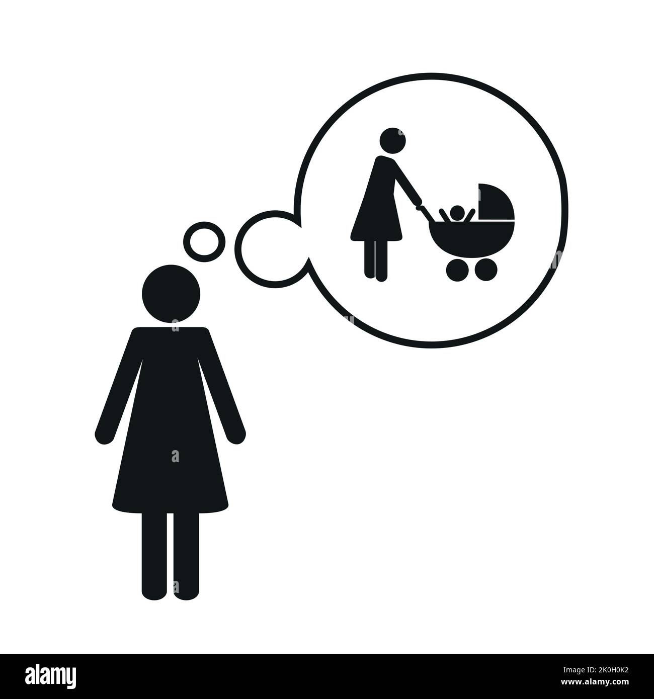 Kinderlose Frau denken über eine Mutter mit Baby pictorgam sein Stock Vektor