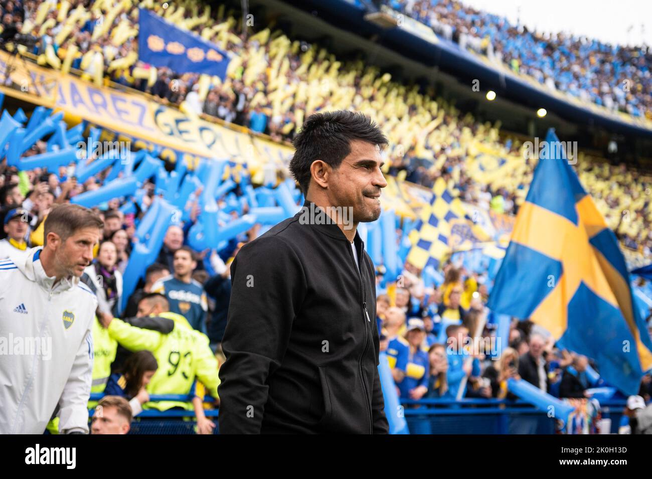 Buenos Aires, Argentinien. 11. September 2022. Hugo Ibarra Cheftrainer der Boca Juniors vor einem Spiel zwischen Boca Juniors und River Plate im Rahmen der Liga Profesional 2022 im Estadio Alberto J. Armando. (Endnote; Boca Juniors 1:0 River Plate) (Foto: Manuel Cortina/SOPA Images/Sipa USA) Quelle: SIPA USA/Alamy Live News Stockfoto