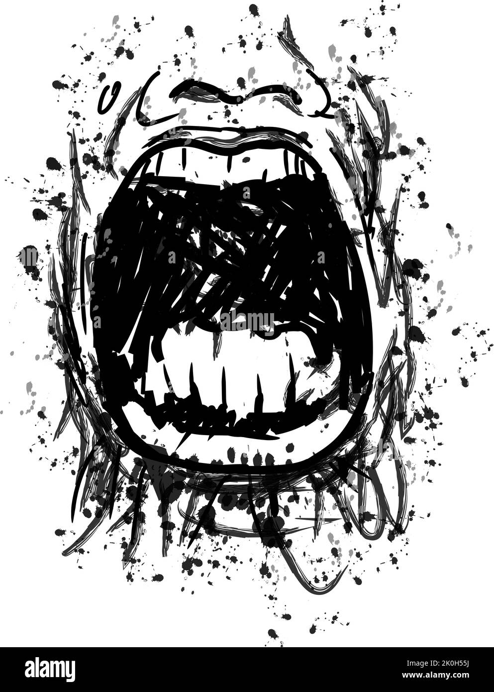 Schreiend, offener Mund schreiend, Vektorgrafik. Stock Vektor