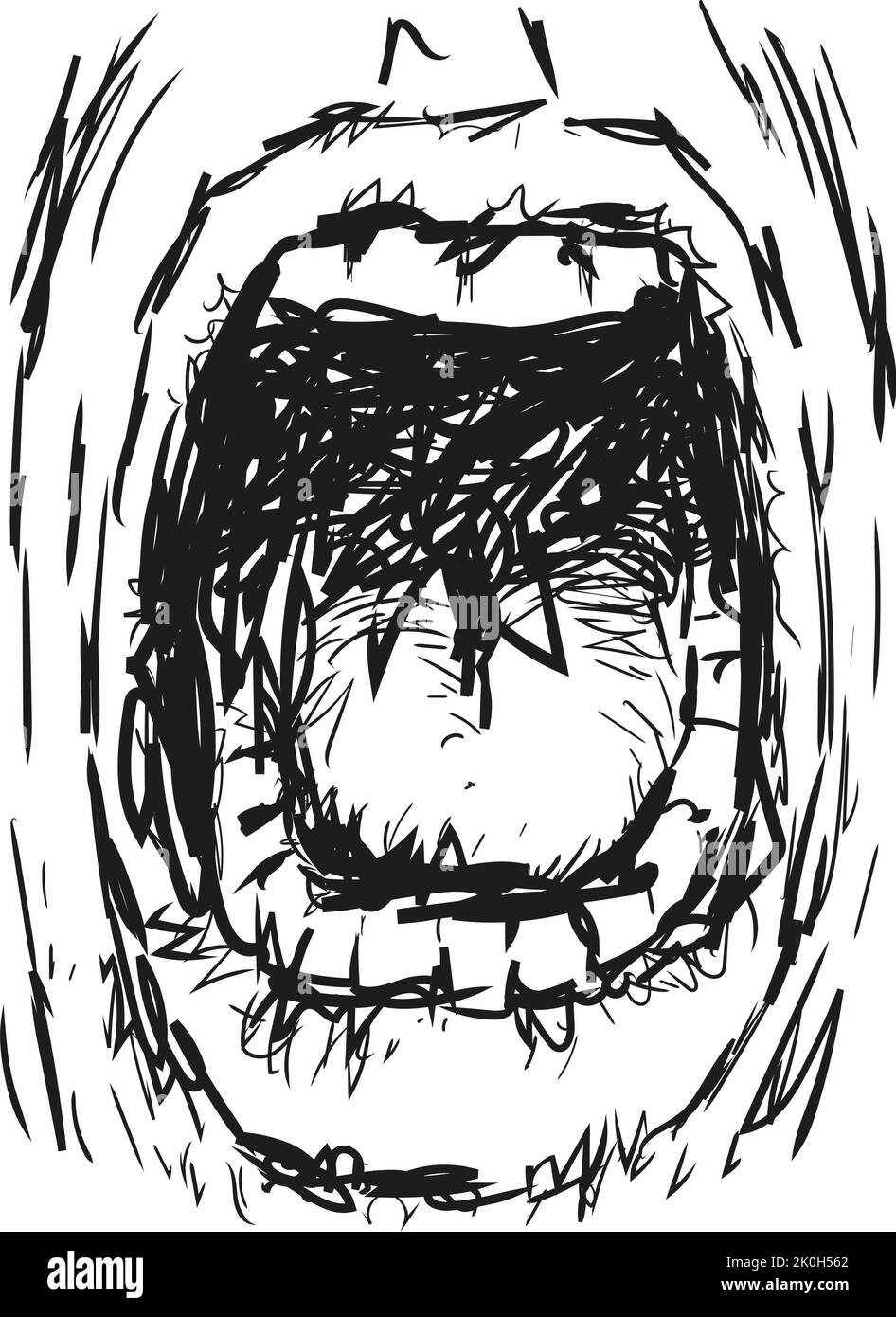 Schreiend, offener Mund schreiend, Vektorgrafik. Stock Vektor