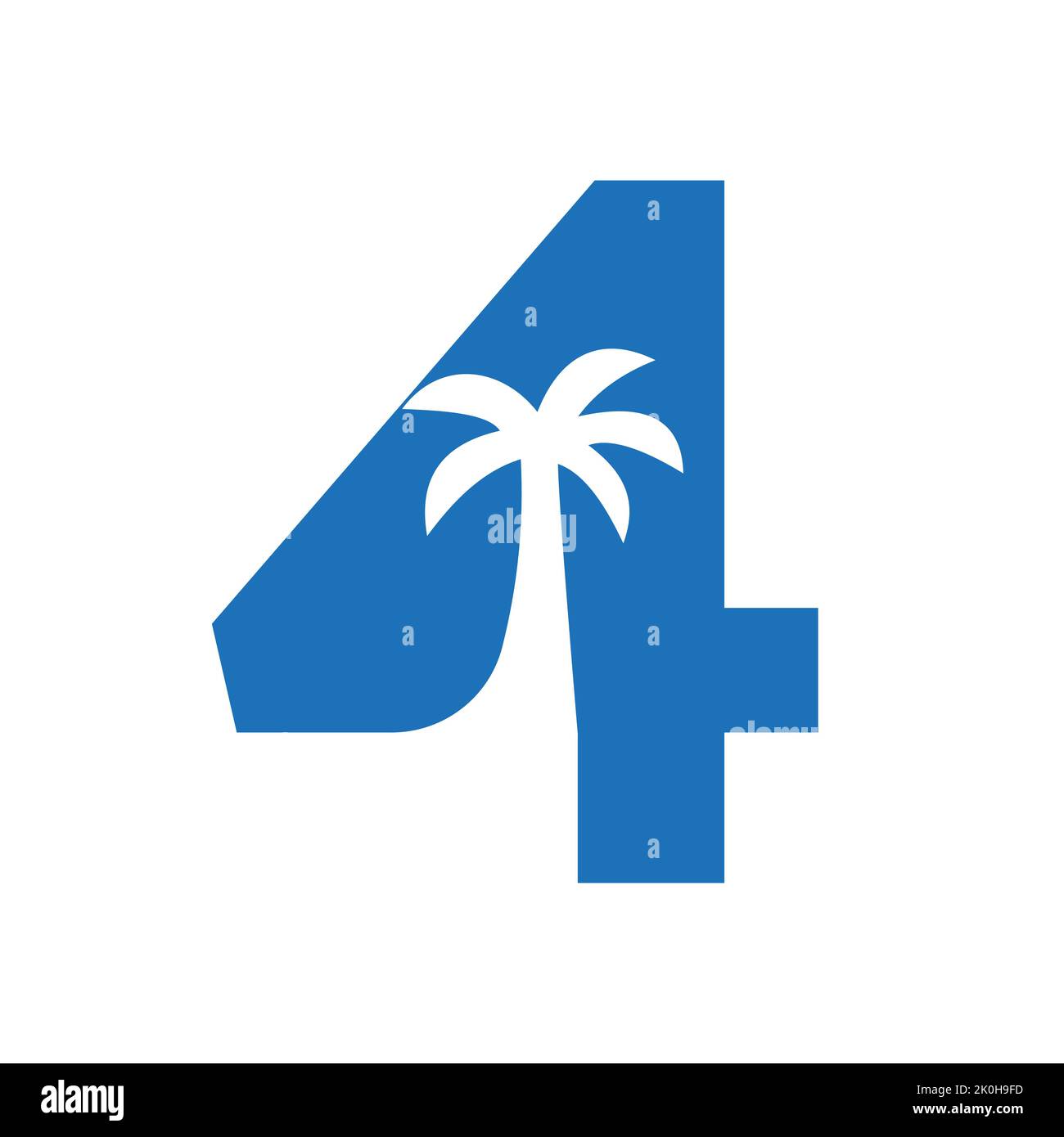 Letter 4 Palm Tree Logo Design-Konzept Für Reisen Beach Landscape Icon Vektor-Vorlage Stock Vektor