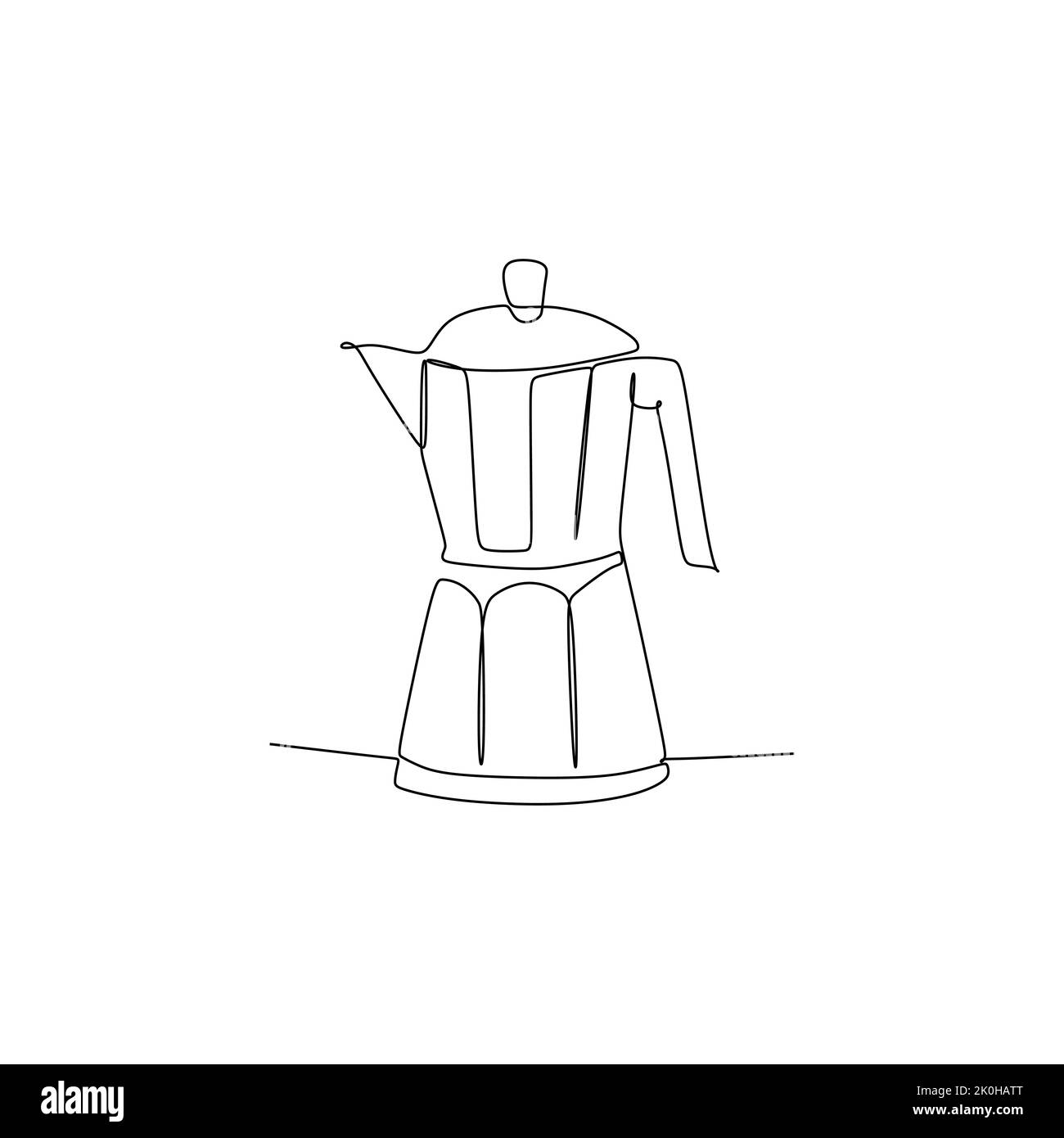 Moka Kaffeekocher - einfache kontinuierliche eine Linie Zeichnung Vektor-Illustration für Lebensmittel und Getränke Konzept Stock Vektor