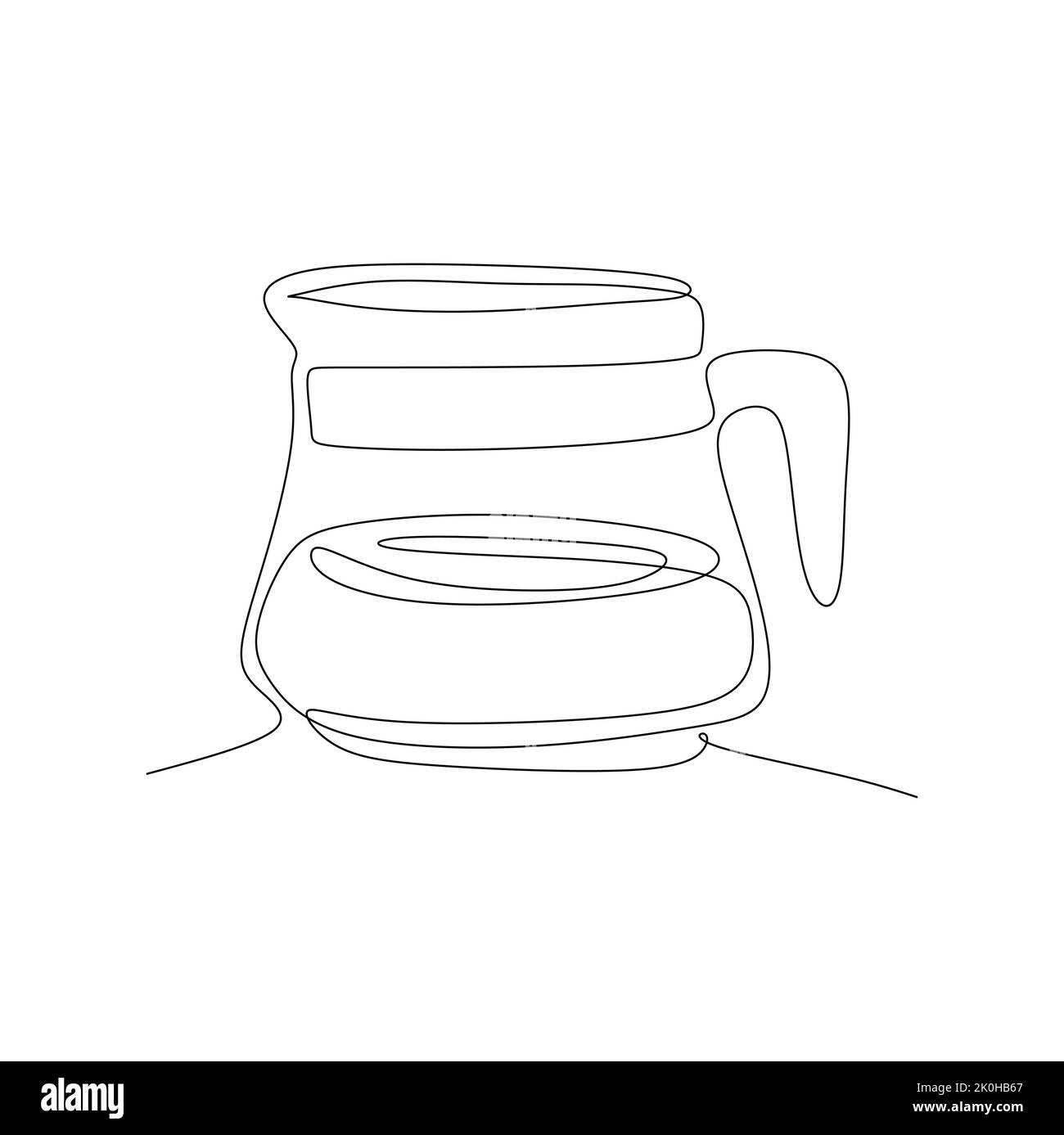 Kaffeekocher Pot V60 Tropfkessel. Kontinuierliche Einzellinie Zeichnung Vektor Illustration Handgezeichnete Stil Design für Lebensmittel und Getränke Konzept Stock Vektor