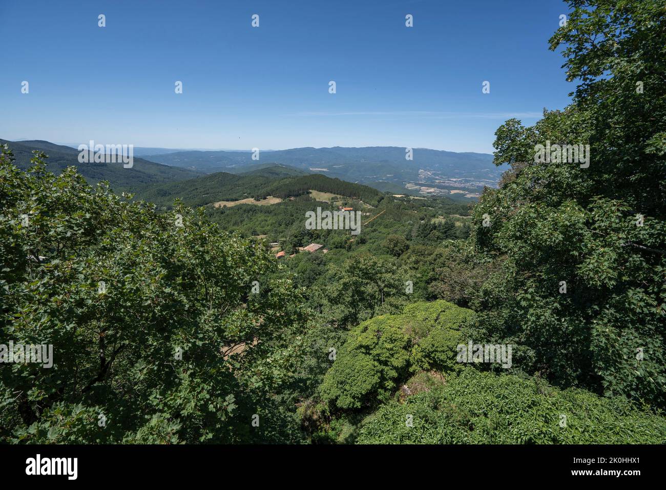 Nationalpark der Casentinesi-Wälder, Blick vom Franziskanerschutzgebiet von Chiusi della Verna, Toskana, Italien, Europa Stockfoto