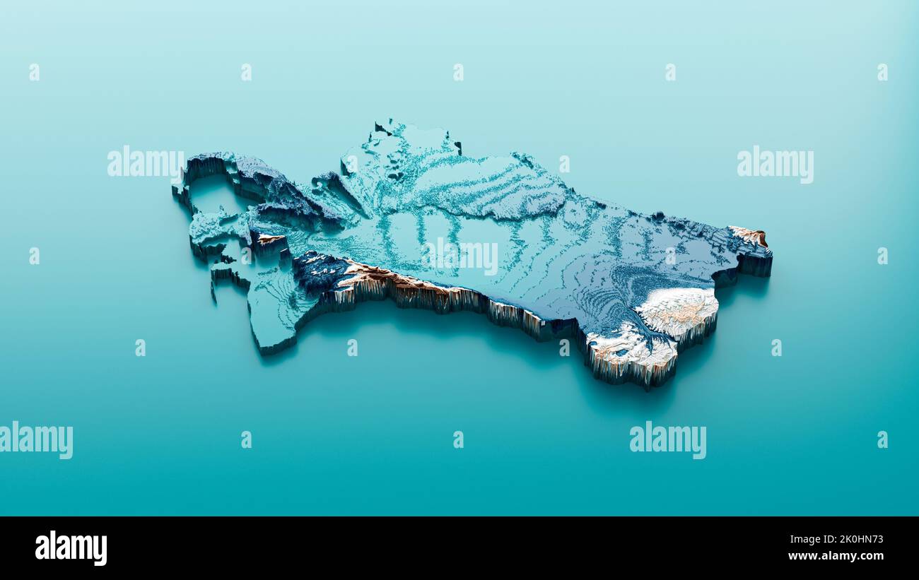 Eine 3D Illustration der Turkmenistan Karte Stock Fotos Stockfoto