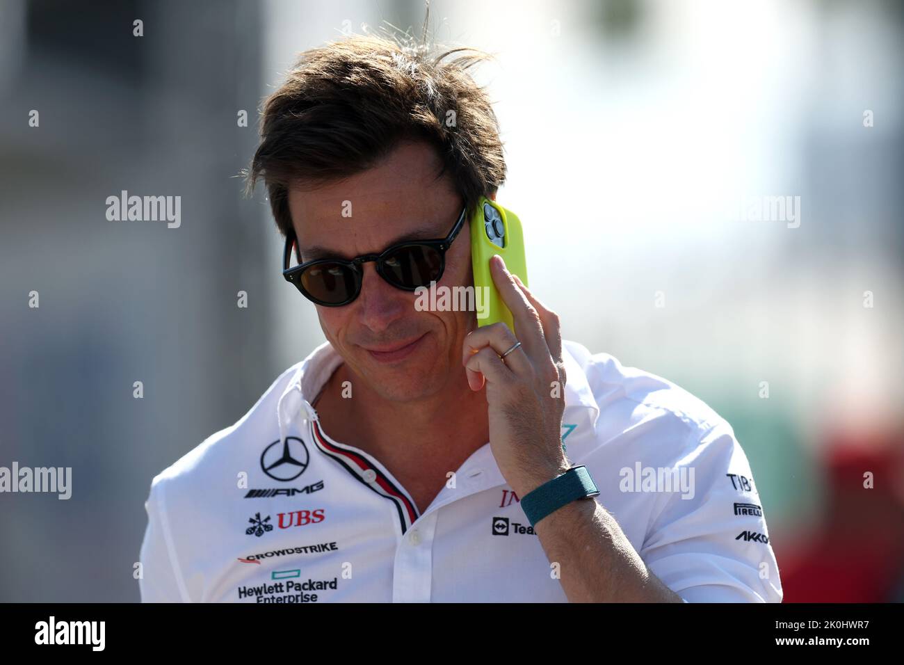 Mercedes GP Executive Director Toto Wolff im Fahrerlager vor dem Großen Preis von Italien F1, Stockfoto