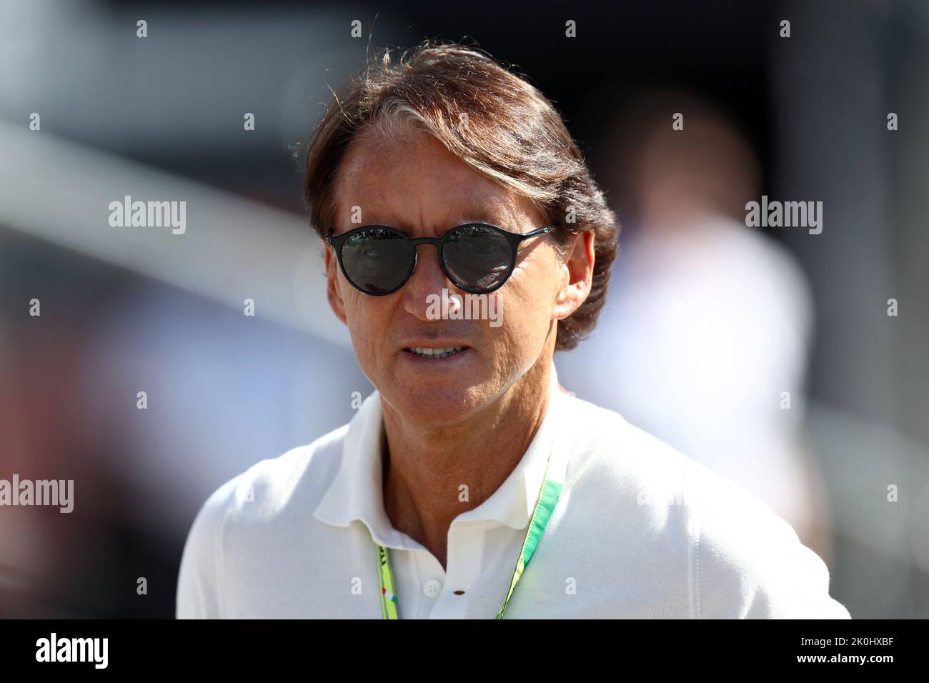 Monza, Italien. 11. September 2022. Roberto Mancini, Cheftrainer der italienischen Fußballmannschaft im Fahrerlager vor dem Großen Preis von Italien F1, Quelle: Marco Canoniero/Alamy Live News Stockfoto