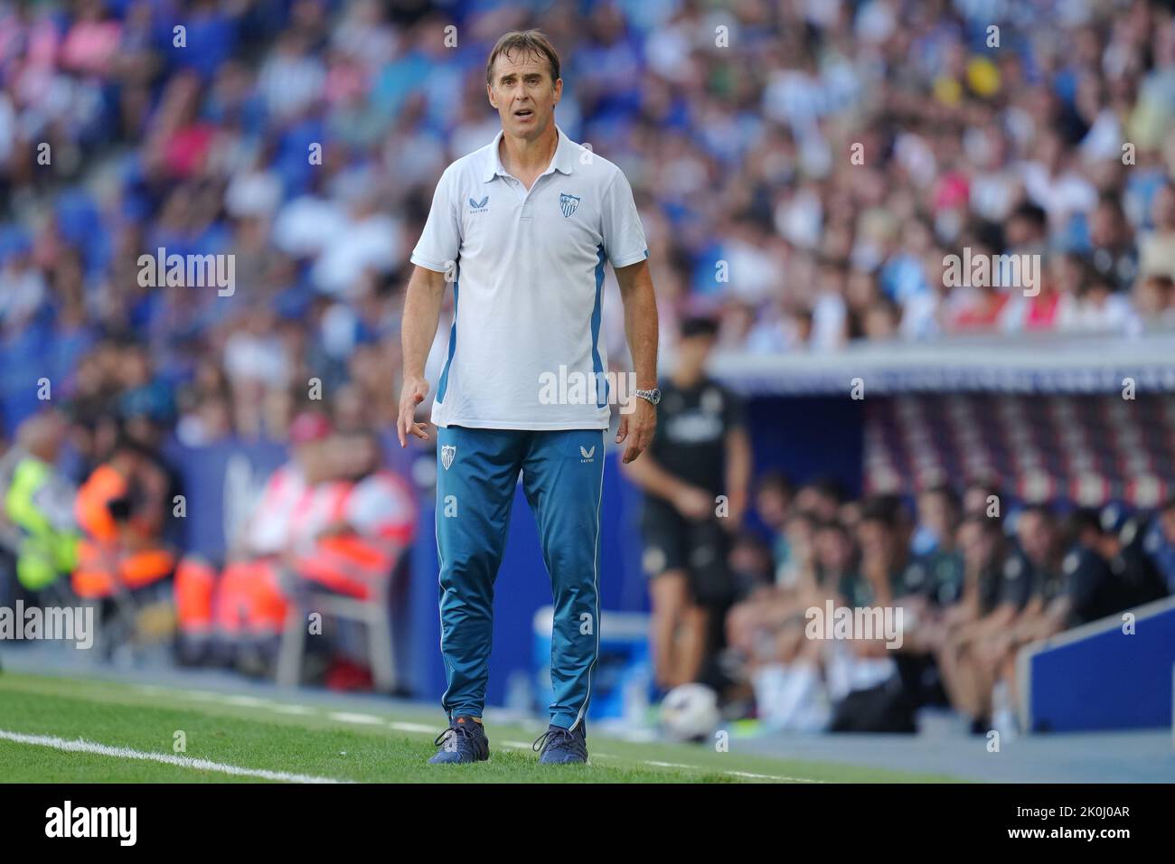 Sevilla FC-Cheftrainer Julen LopeteguiSevilla FC-Cheftrainer Julen Lopetegui während des La Liga-Spiels zwischen RCD Espanyol und Sevilla FC spielte am 9. September 2022 im RCDE-Stadion in Barcelona, Spanien. (Foto von Bagu Blanco / PRESSIN) Stockfoto