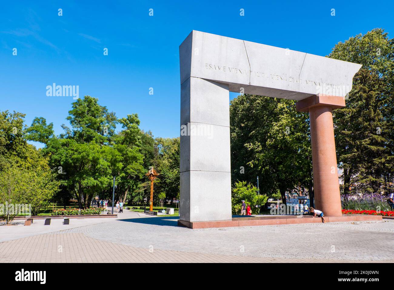Arka, der Bogen, Denkmal für das Vereinigte Litauen, Klaipeda, Litauen Stockfoto