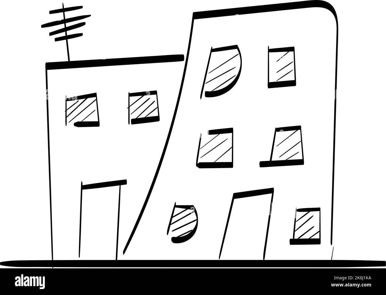 Handgezeichnetes Haus. Einfaches Vektorsymbol. Einfamilienhaus minimalistisches schwarzes lineares Design isoliert auf weißem Hintergrund. Stock Vektor