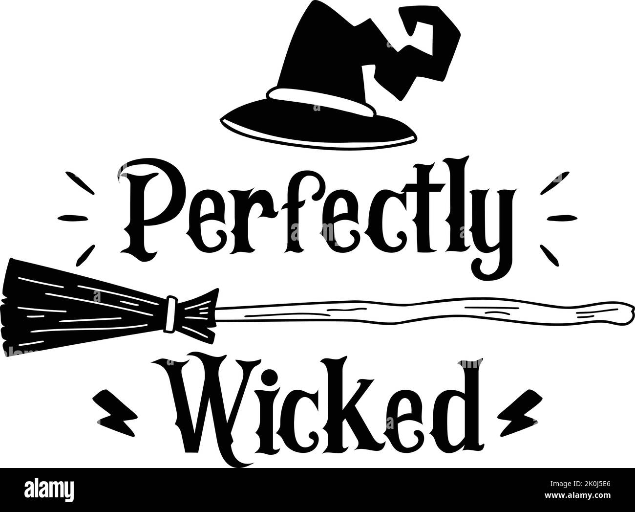 Perfekt Wicked Schriftzug Illustration isoliert auf Hintergrund Stock Vektor