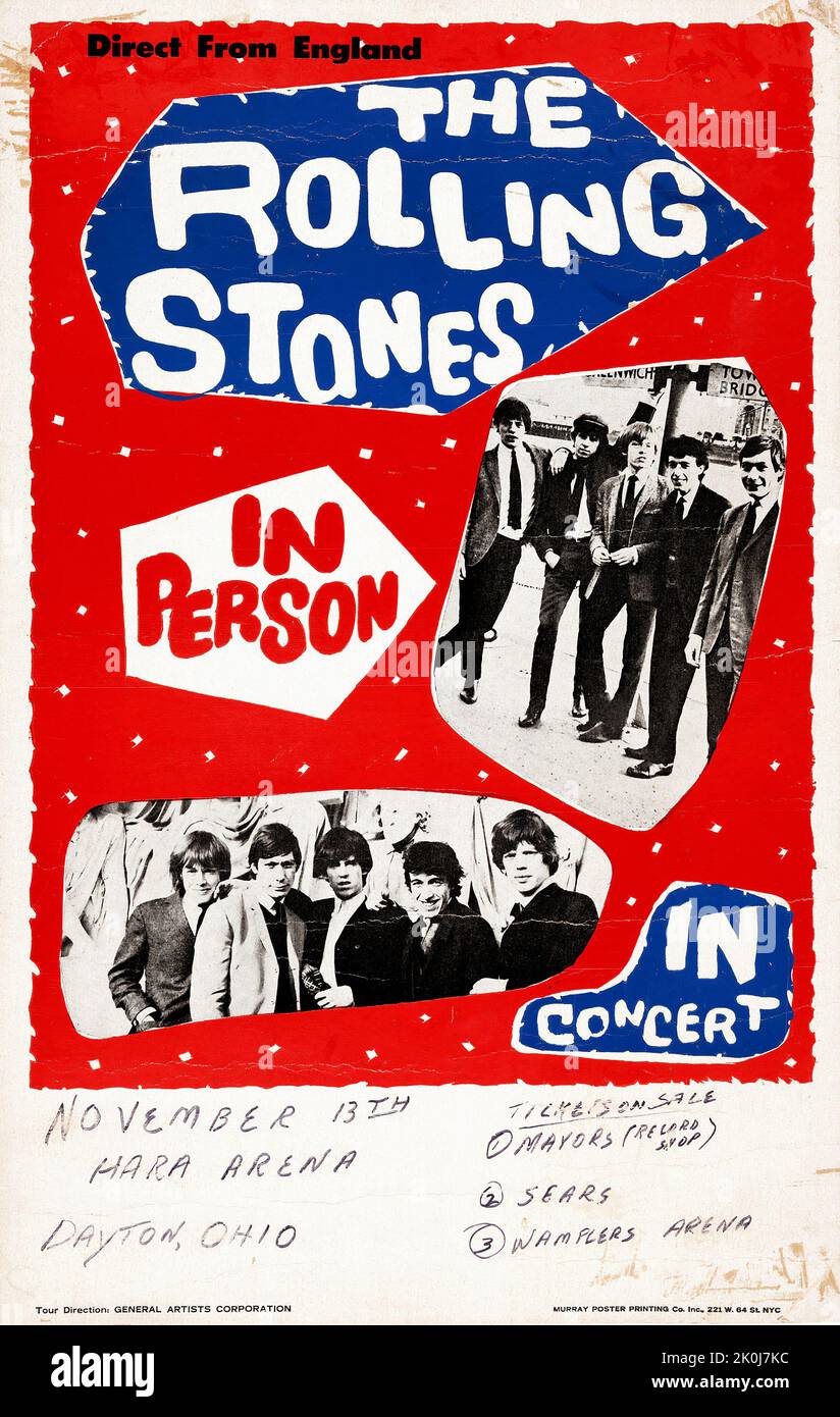 Rolling Stones Poster - Hara Arena Konzertposter (1964) Dayton, Ohio Stockfoto