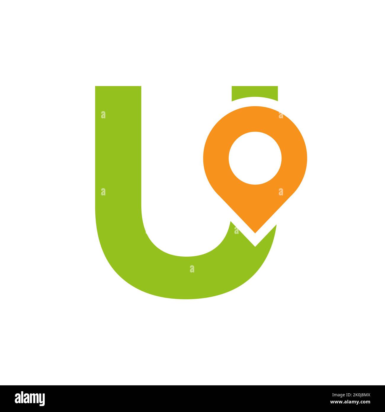 Buchstabe U Standort Logo Design Zeichen. Positionssymbol-Konzept Mit Alphabet Für Die Vektor-Vorlage Für Fahrtrichtungssymbole Stock Vektor