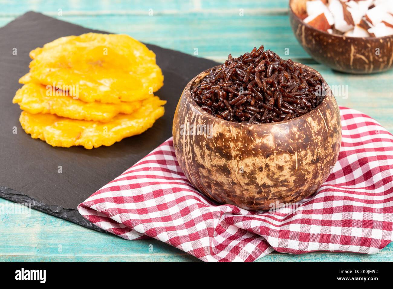 Reis mit Kokosnuss typisches Gericht der Karibikküste Stockfoto