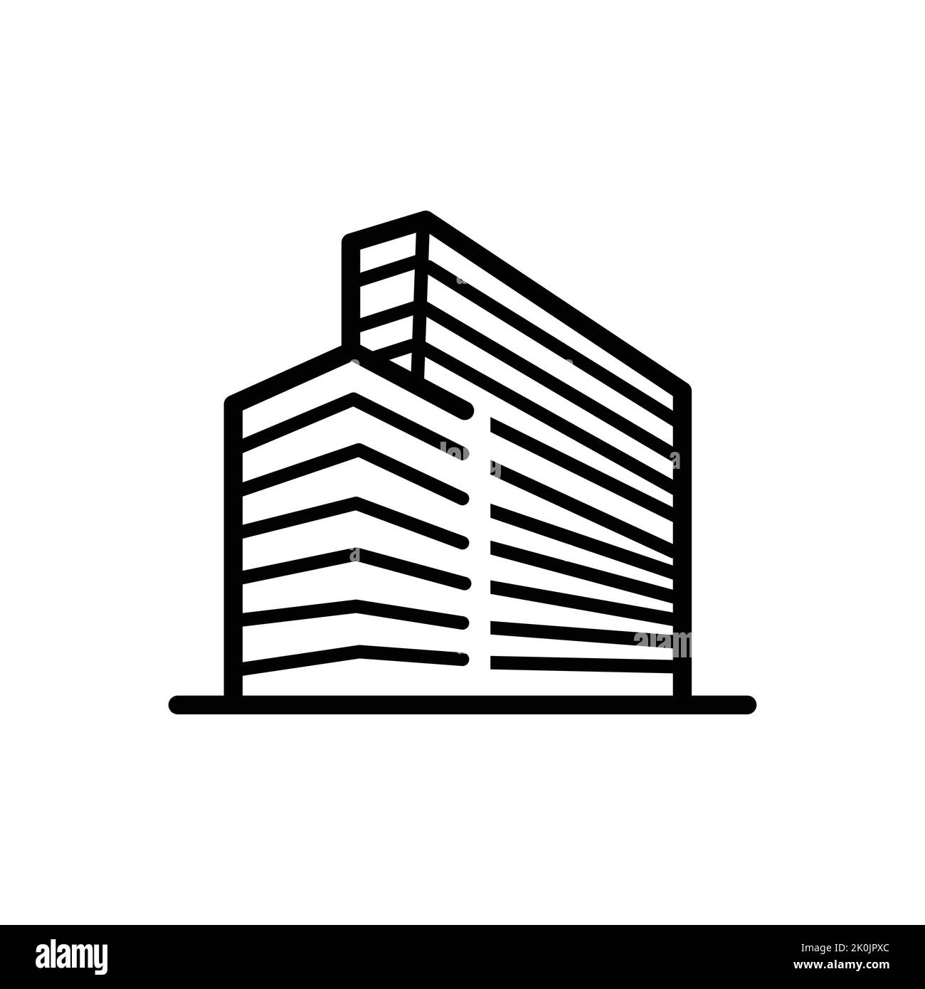 Ikone des Bürohochhauses. Bau, hoch, urban. Architekturkonzept. Kann für Themen wie Stadt, Finanzviertel, Arbeitsplatz, b verwendet werden Stock Vektor