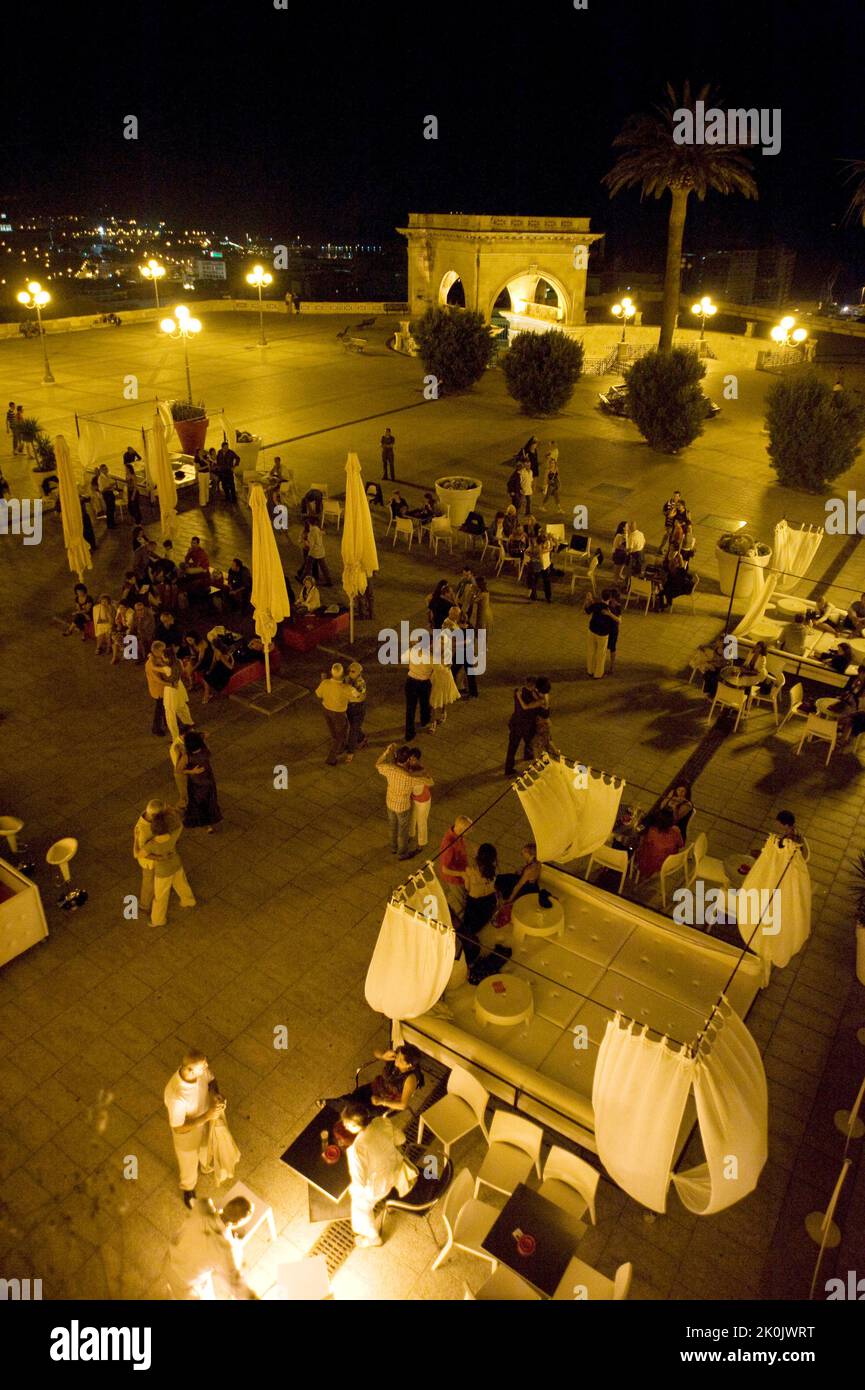 Tango-Nacht, Bastione San Remy, Cagliari, Sardinien, Italien Stockfoto