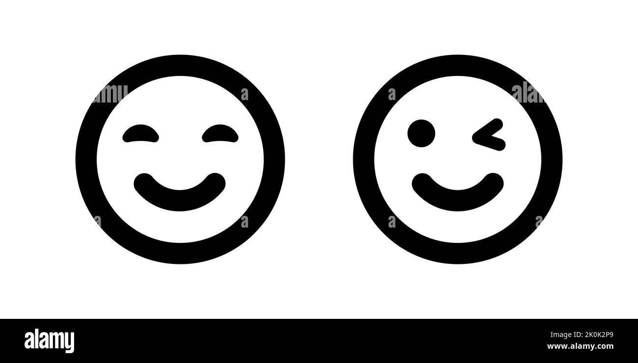 Zwinkerndes Auge mit Smiley Face Icon Set wink Emoticon Stock Vektor