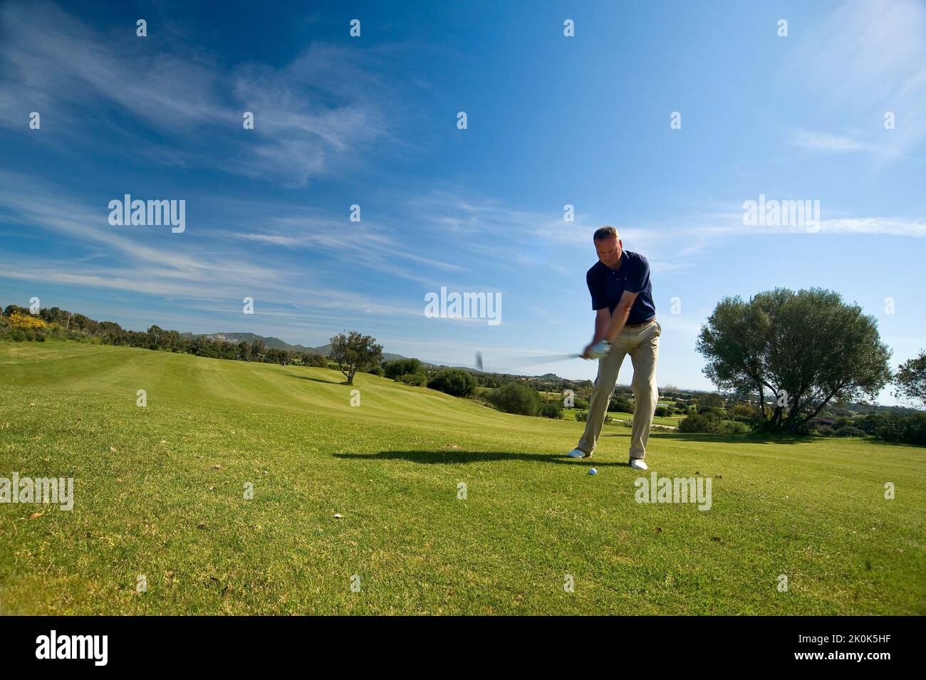 Is Molas, Golfplatz, der Golfplatz von is Molas war der erste in Sardinien und ist mit seinen 27 Löchern der größte auf der Insel, Pula Stockfoto