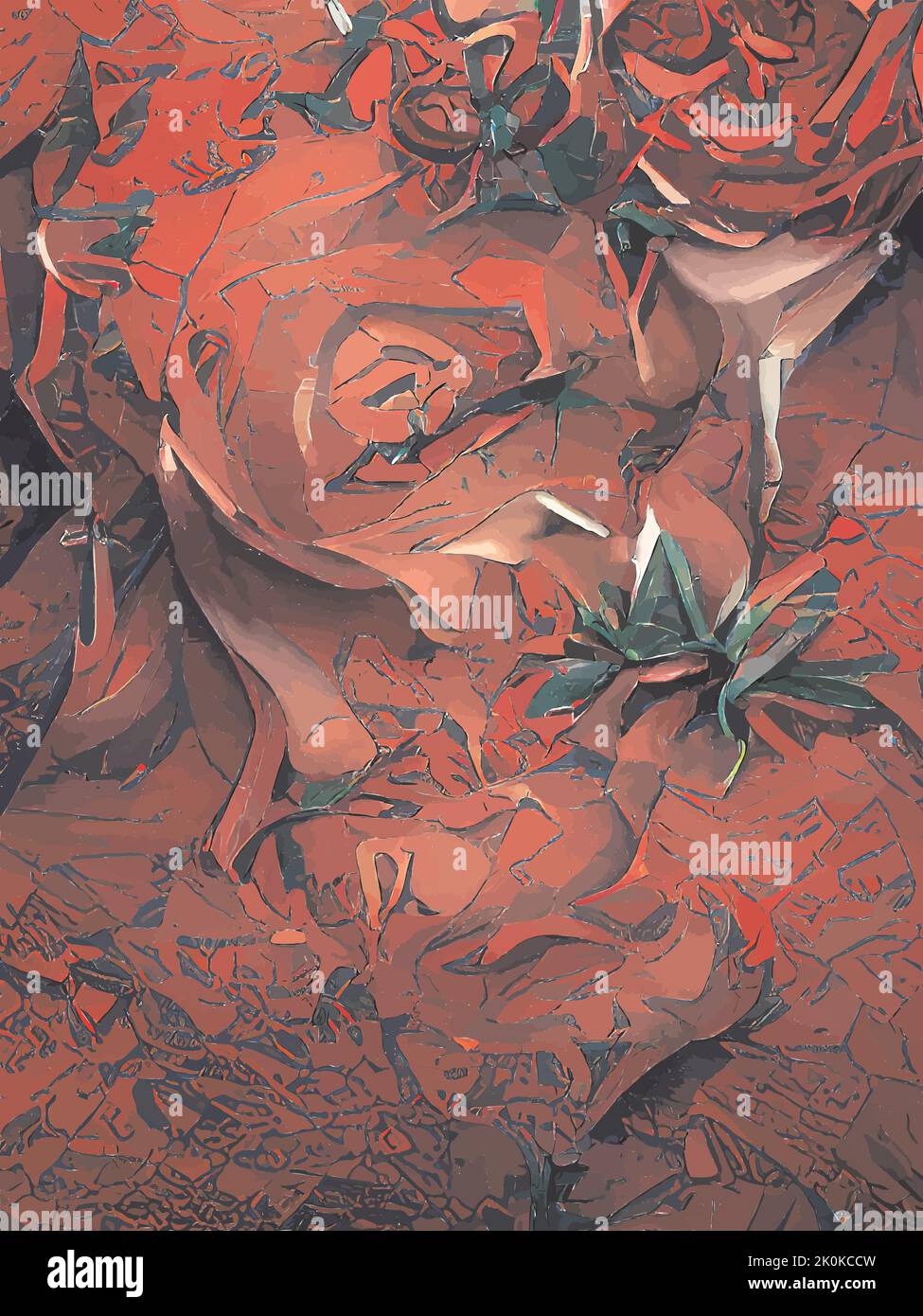 Eine digitale Kunst Blumen Malerei Hintergrund Stock Vektor