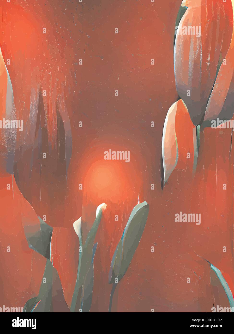 Eine digitale Kunst Tulpen Malerei Hintergrund Stock Vektor