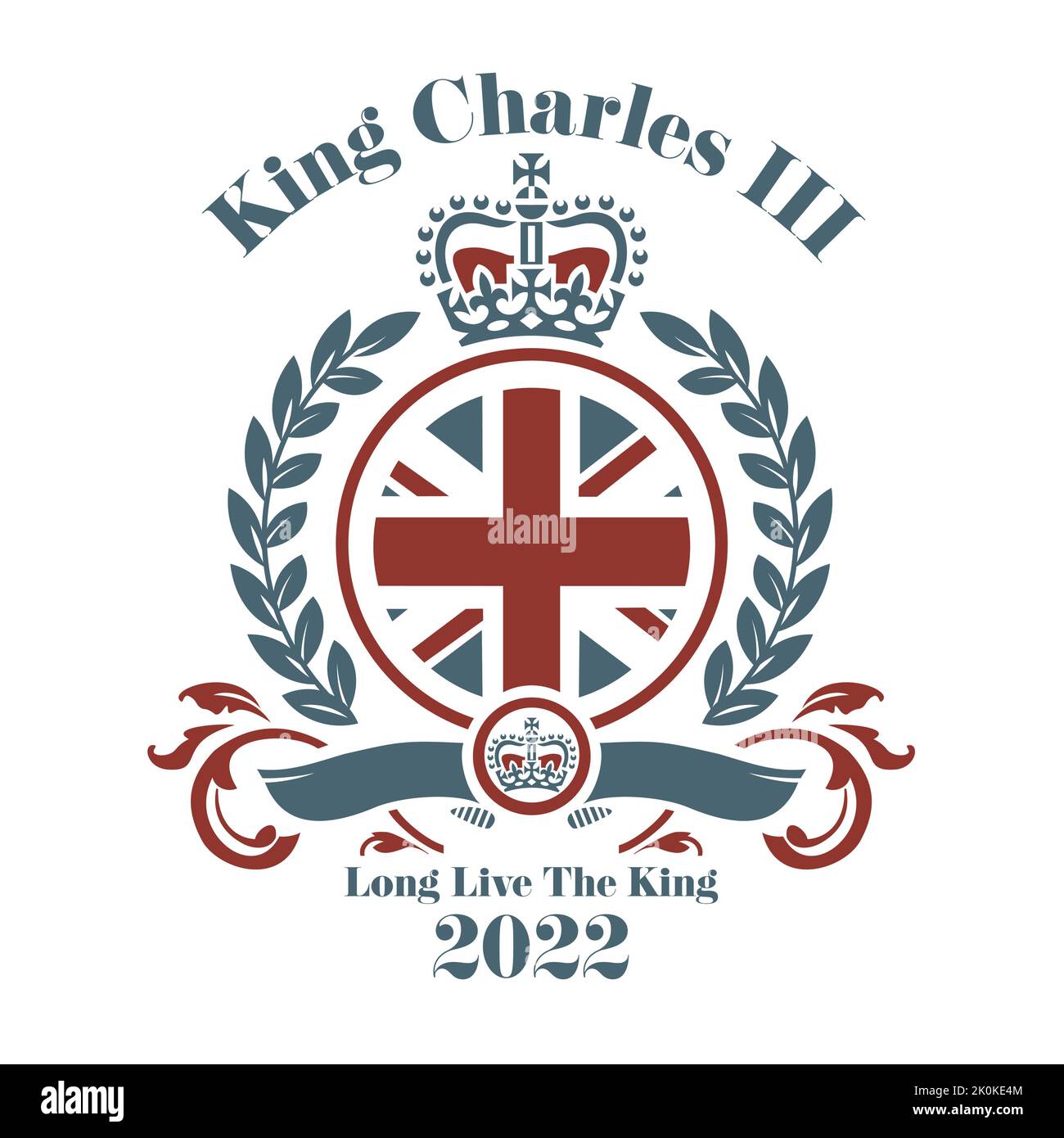 König Charles III 2022 Vektorgrafik - Prinz Charles wird König Charles nach dem Tod der Königin. Stock Vektor