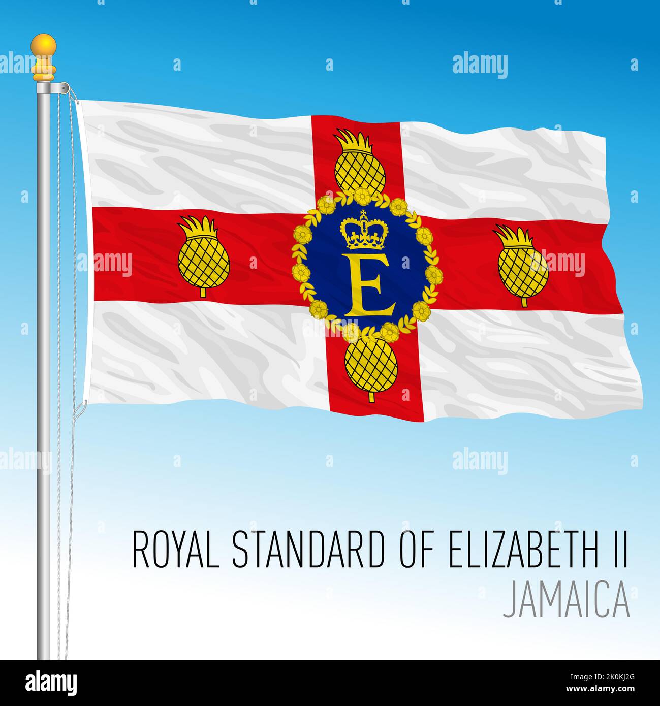 Jamaika, Royal Standard of Queen Elizabeth II, Vektorgrafik Stock Vektor
