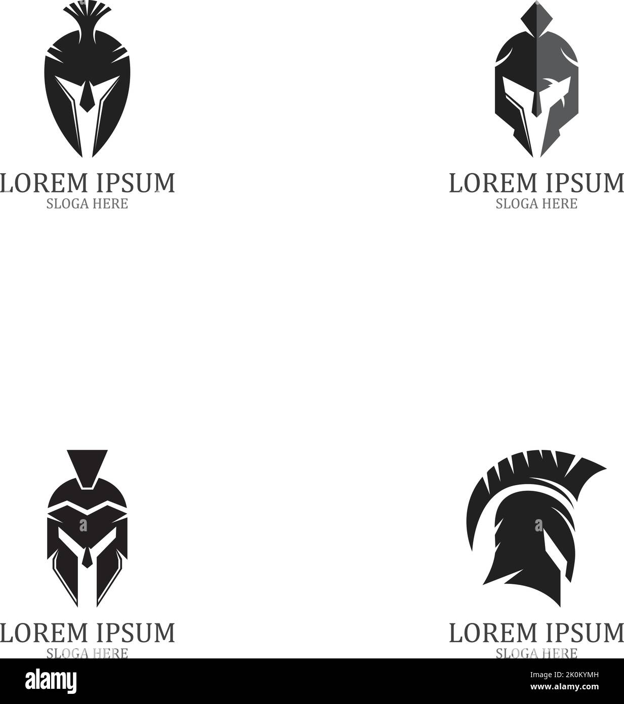 spartan Logo schwarz Gladiator und Vektor Design Helm und Kopf Stock Vektor