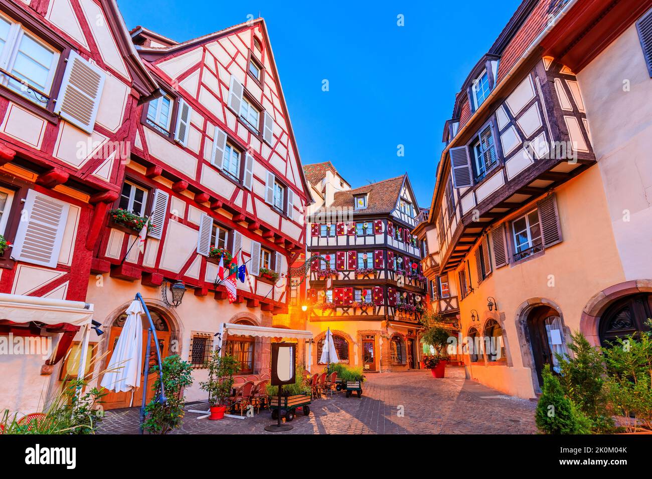 Colmar, Frankreich. Traditionelle Fachwerkhäuser im Elsass. Stockfoto
