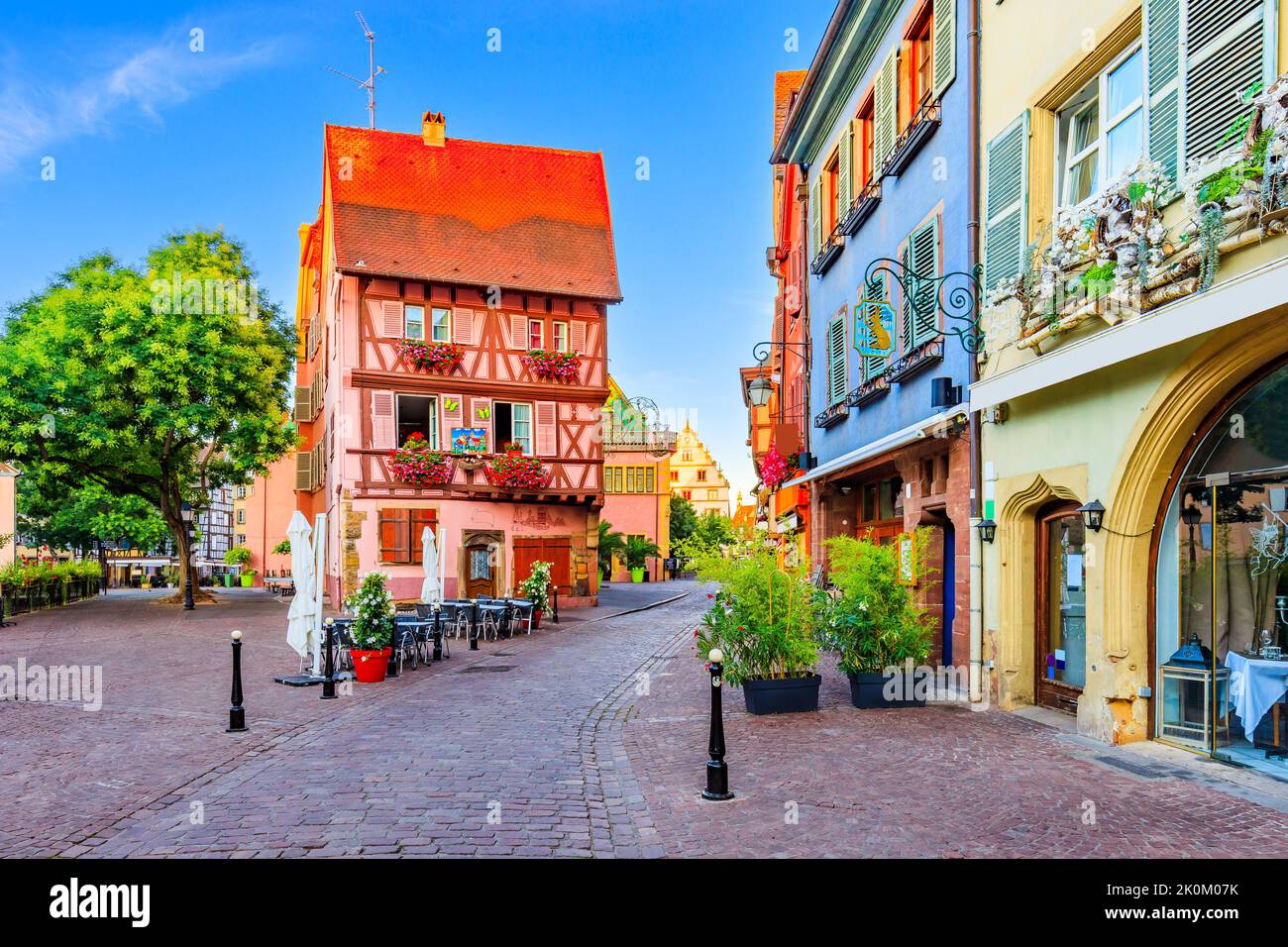 Colmar, Frankreich. Traditionelle Fachwerkhäuser im Elsass. Stockfoto