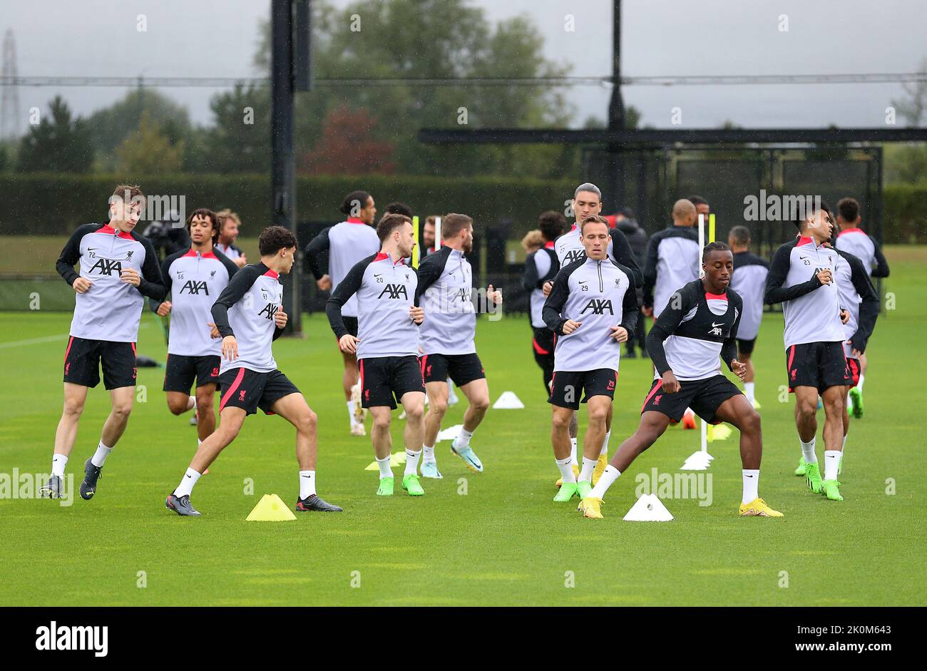 Liverpool Spieler während einer Trainingseinheit im AXA Training Center, Liverpool. Bilddatum: Montag, 12. September 2022. Stockfoto