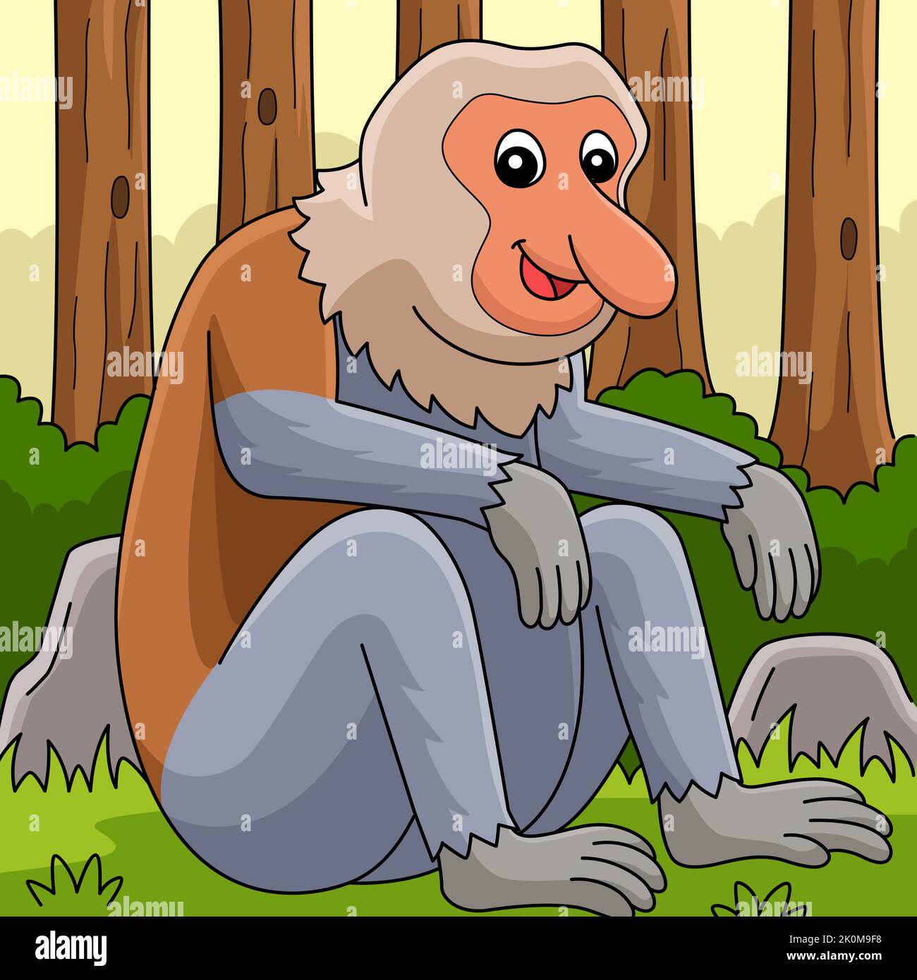 Proboscis Monkey Animal Colored Cartoon Stock Vektor