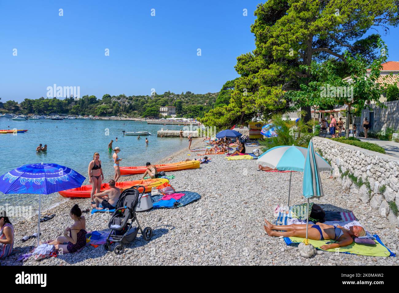 Strand in Mlini, in der Nähe von Dubrovnik, Croata Stockfoto