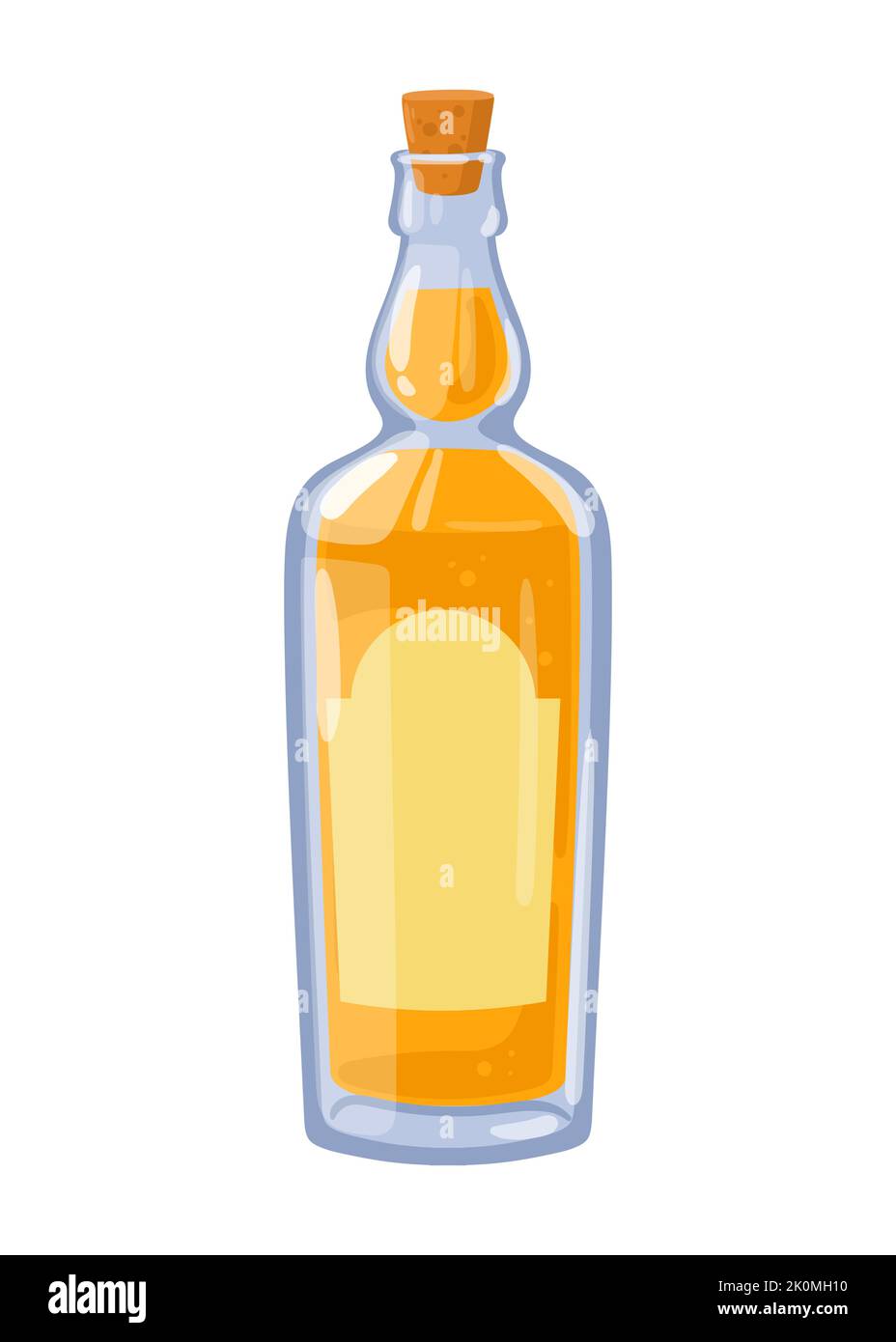 Tequila in Flasche Cartoon Vektor Illustration. Mexikanisches traditionelles alkoholisches Getränk. Flasche isoliert auf weißem Hintergrund Stock Vektor