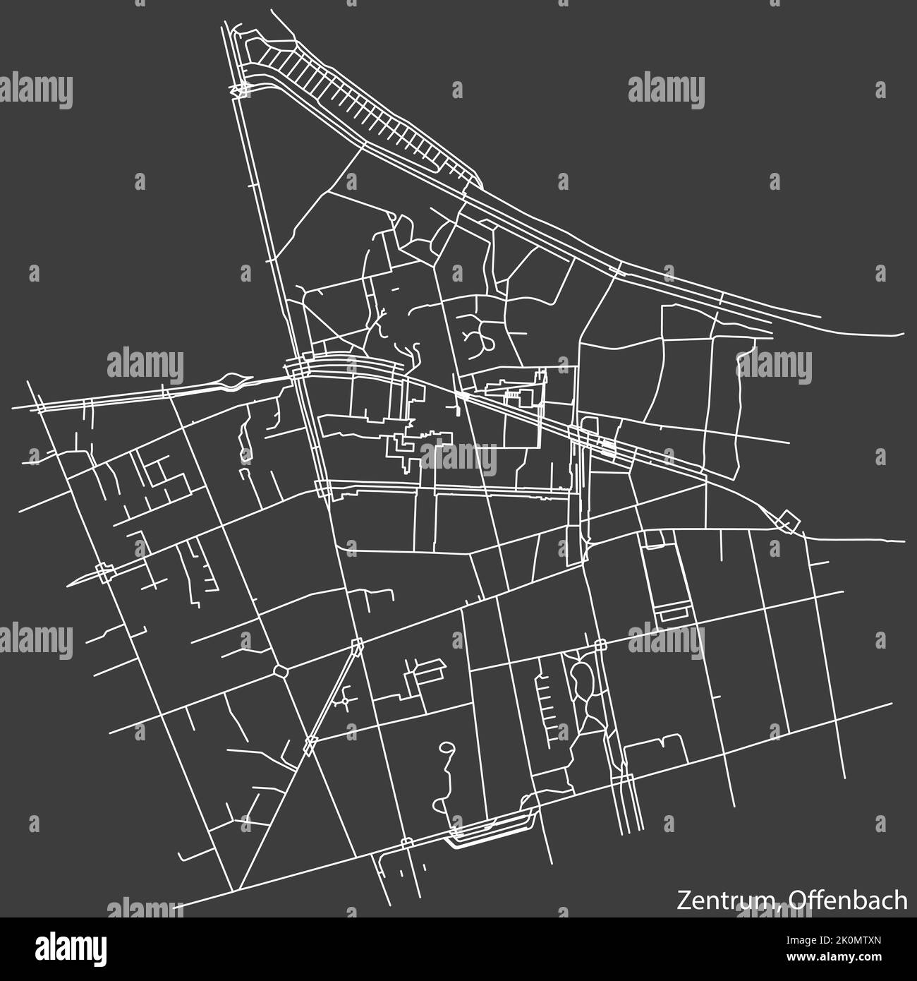 Straßenplan des STADTTEILS ZENTRUM, OFFENBACH AM MAIN Stock Vektor