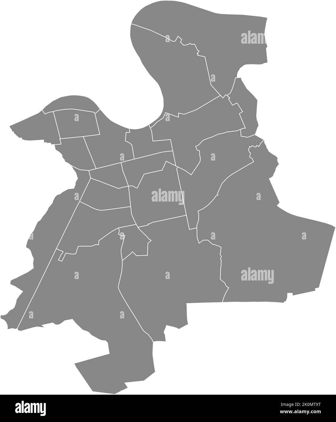 Graue Bezirkskarte von OFFENBACH AM MAIN, DEUTSCHLAND Stock Vektor