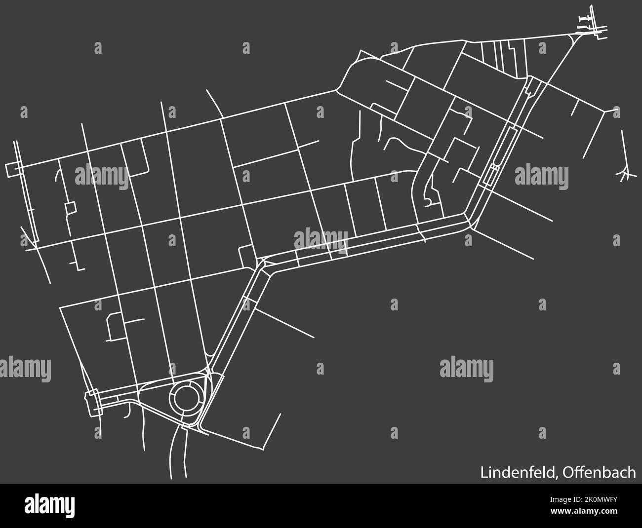 Straßenplan des STADTTEILS LINDENFELD, OFFENBACH AM MAIN Stock Vektor