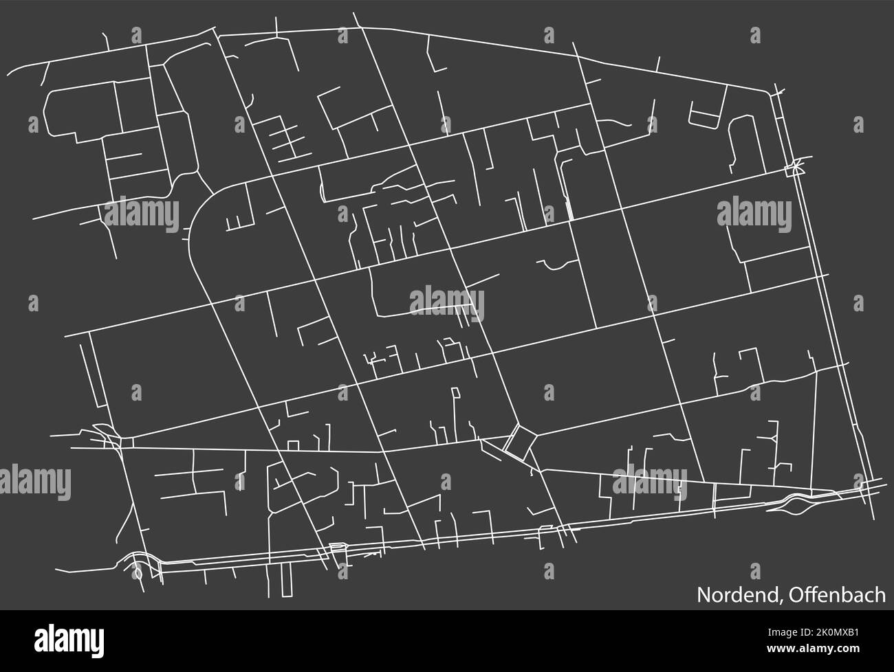 Straßenplan des BEZIRKS NORDEND, OFFENBACH AM MAIN Stock Vektor