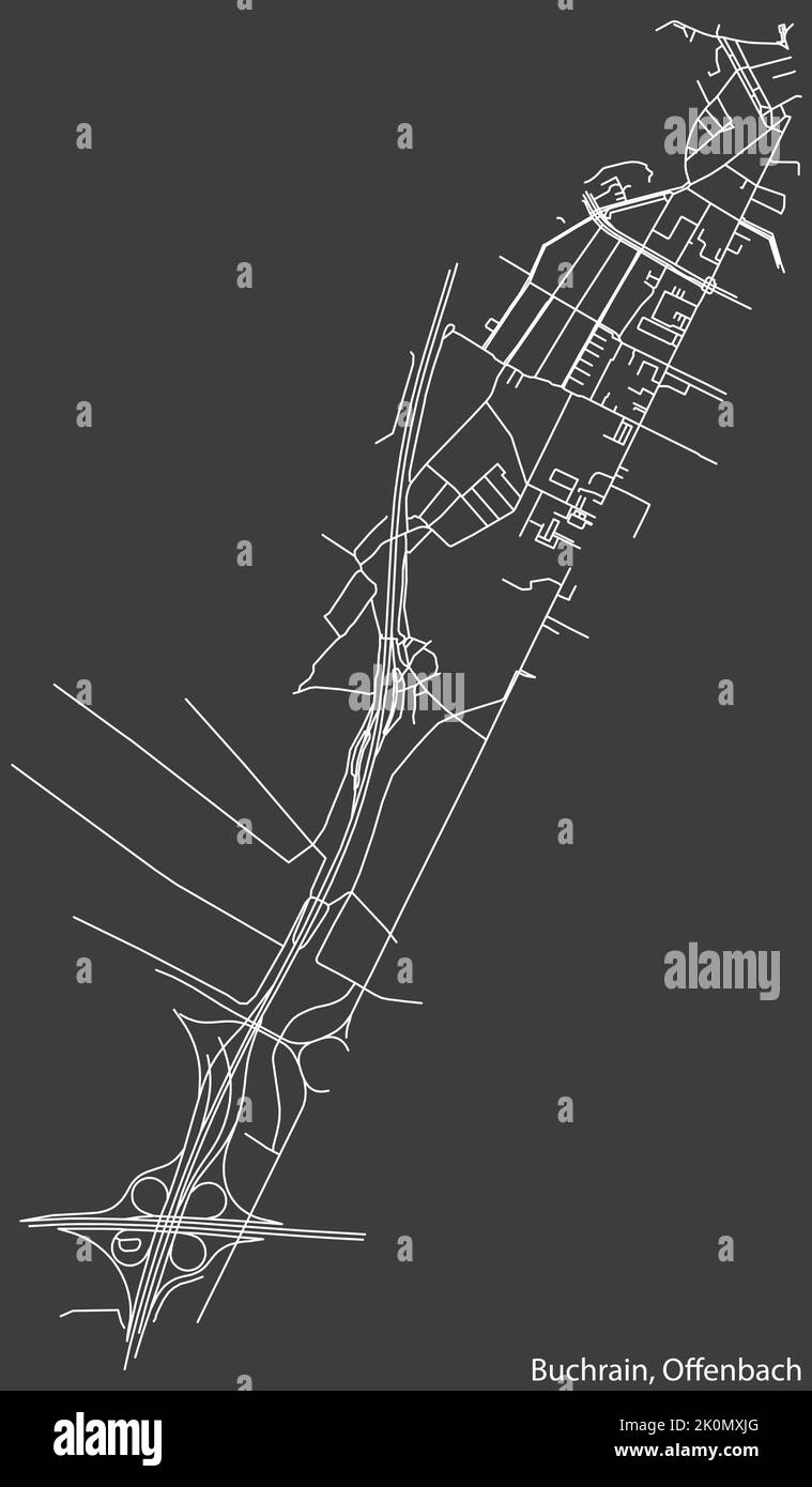 Strassenkarte des STADTTEILS BUCHRAIN, OFFENBACH AM MAIN Stock Vektor