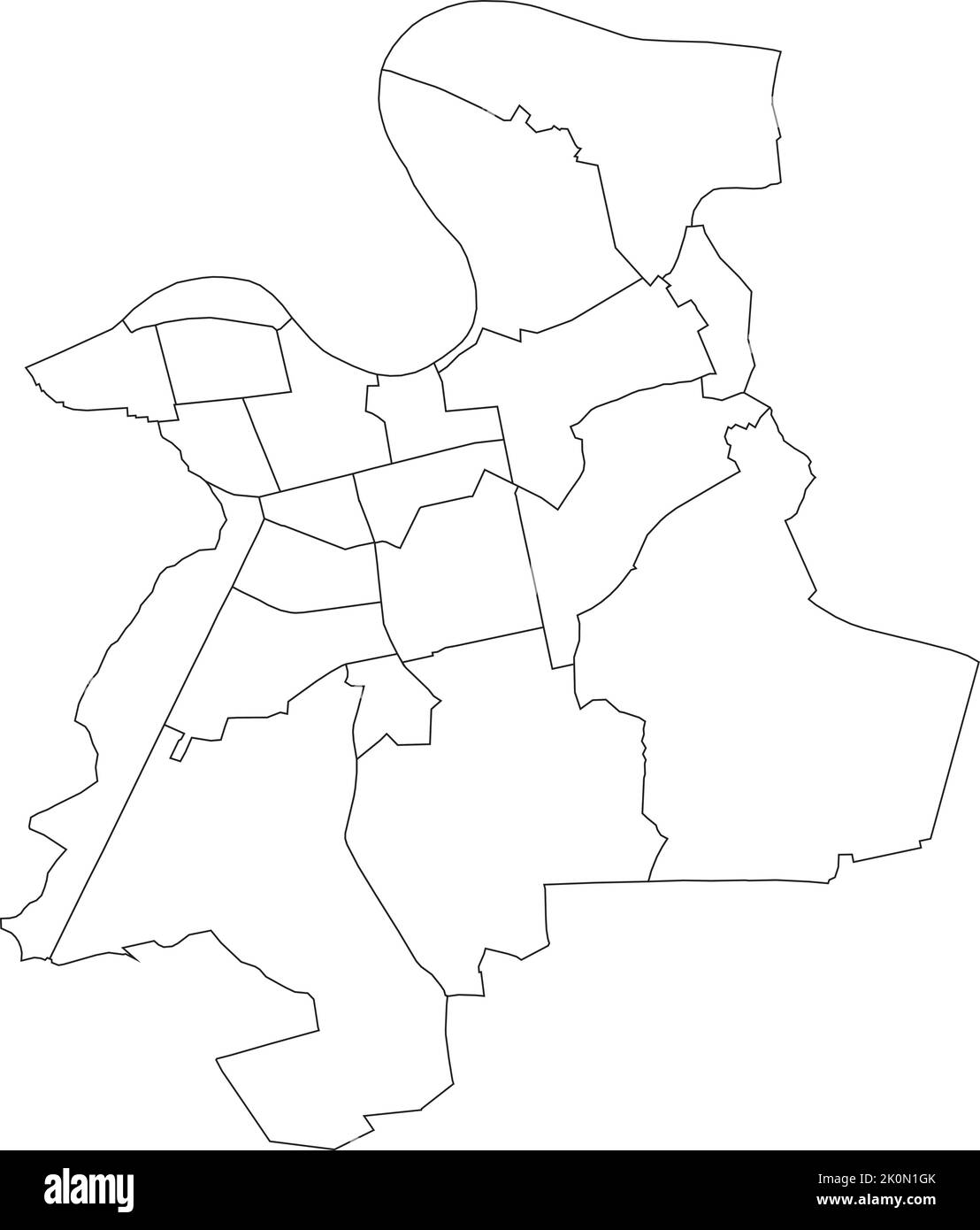 Weiße Bezirkskarte von OFFENBACH AM MAIN, DEUTSCHLAND Stock Vektor