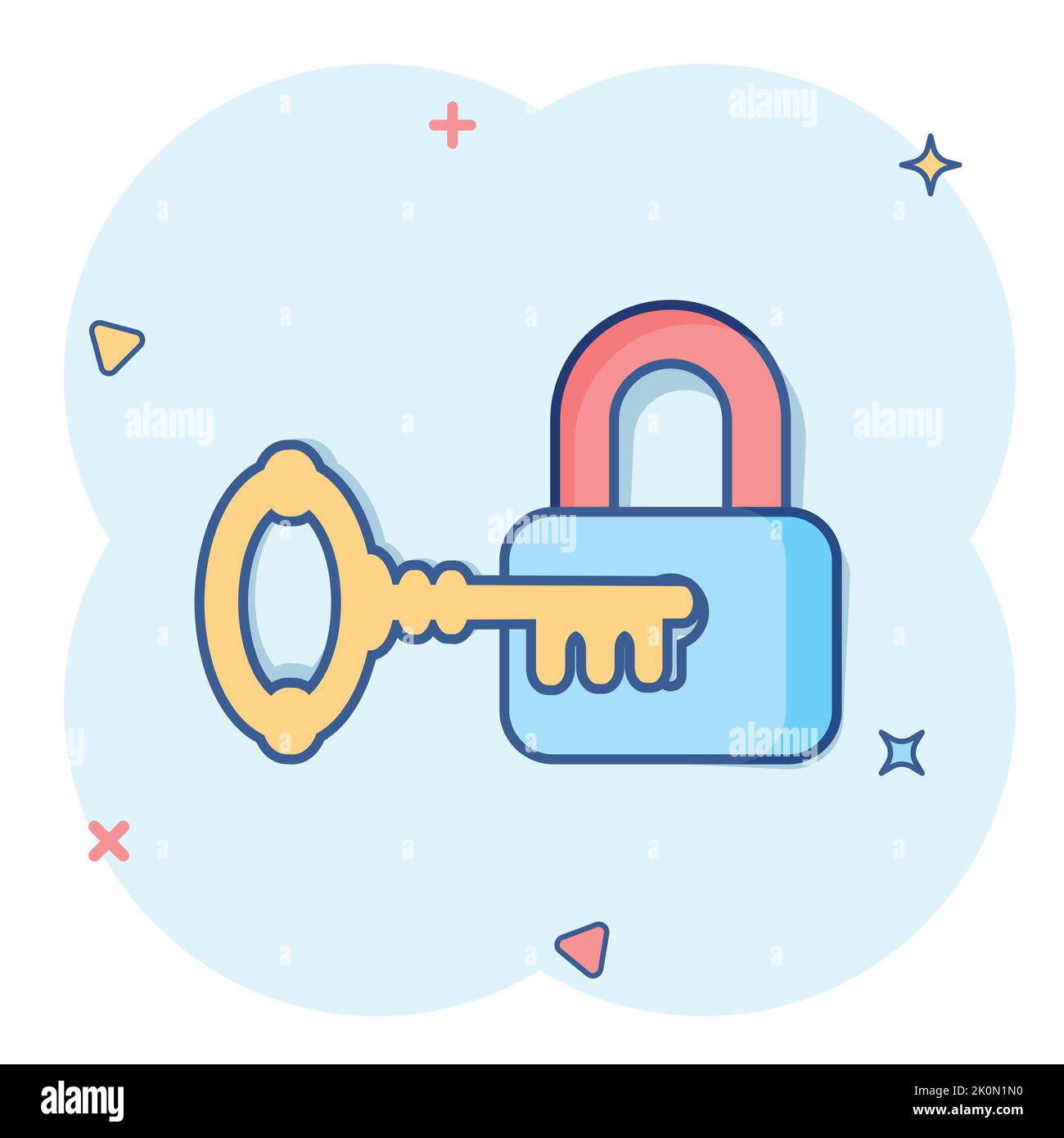 Taste mit Symbol "Vorhängeschloss im Comic-stil. Zugang login Vektor Cartoon Illustration Piktogramm. Lock schlüsselloch Geschäftskonzept splash Wirkung. Stock Vektor