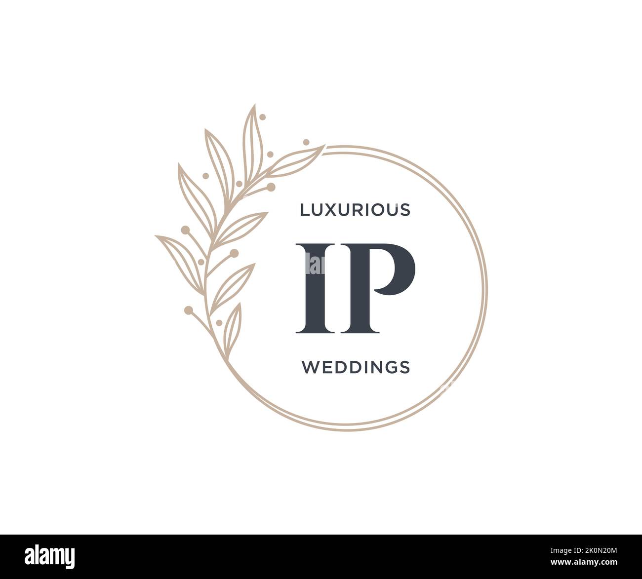 IP Initialen Brief Hochzeit Monogramm Logos Vorlage, handgezeichnete moderne minimalistische und florale Vorlagen für Einladungskarten, Save the Date, elegant Stock Vektor