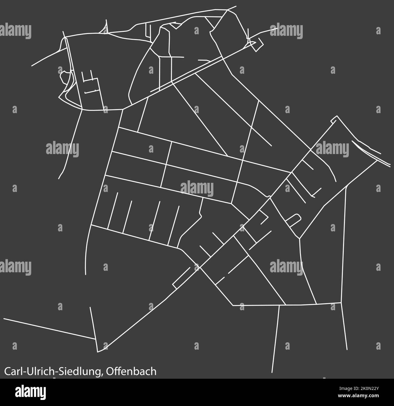 Strassenkarte des STADTTEILS CARL-ULRICH-SIEDLUNG, OFFENBACH AM MAIN Stock Vektor