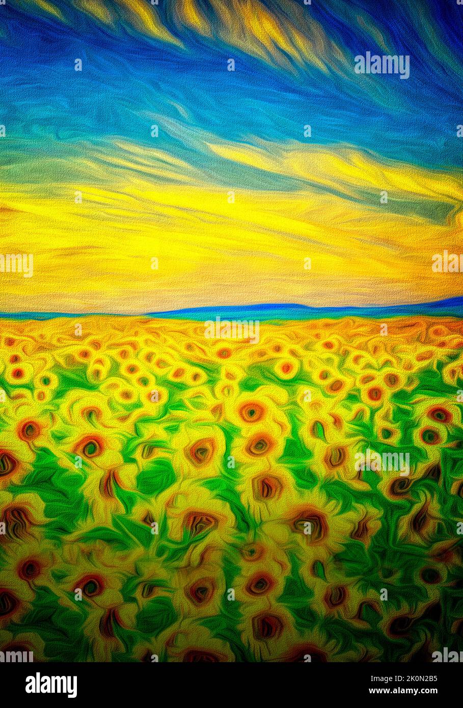 ZEITGENÖSSISCHE KUNST: Sonnenblumen in der Provence, Frankreich von Edmund Nagele F.R.P.S. Stockfoto