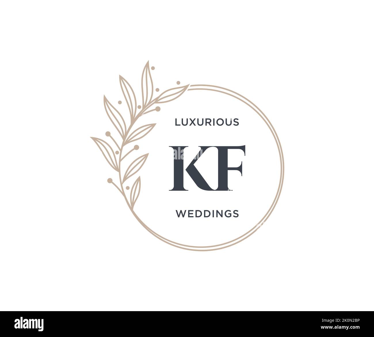 KF Initialen Brief Hochzeit Monogramm Logos Vorlage, handgezeichnete moderne minimalistische und florale Vorlagen für Einladungskarten, Save the Date, elegant Stock Vektor