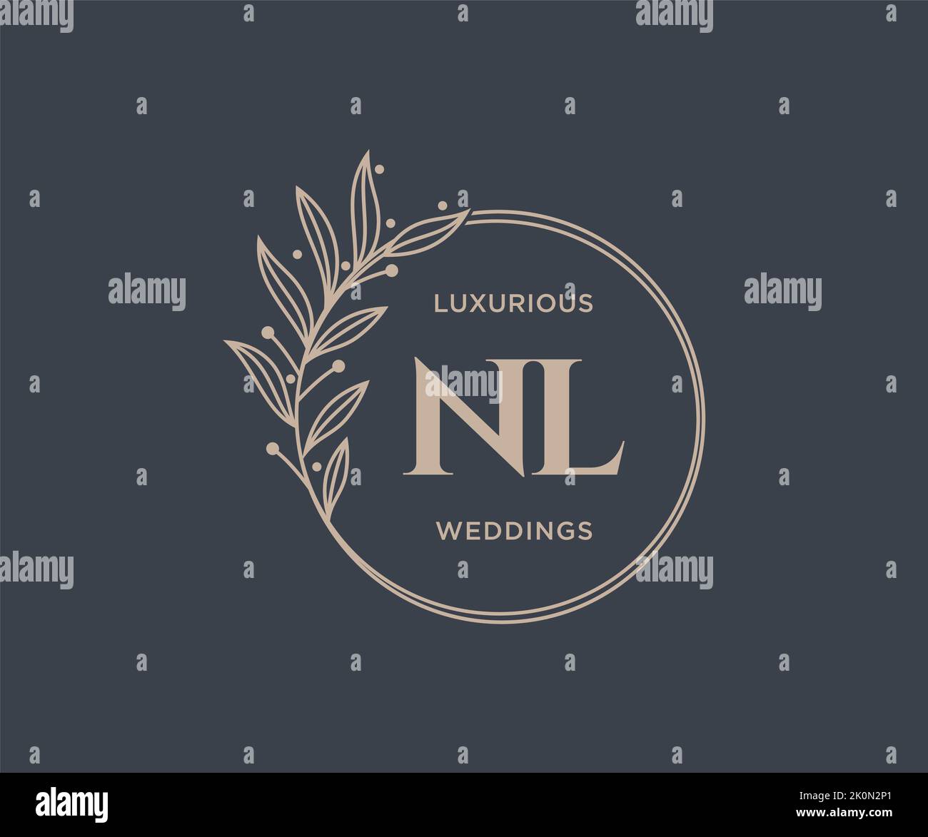 NL Initialen Brief Hochzeit Monogramm Logos Vorlage, handgezeichnete moderne minimalistische und florale Vorlagen für Einladungskarten, Save the Date, elegant Stock Vektor